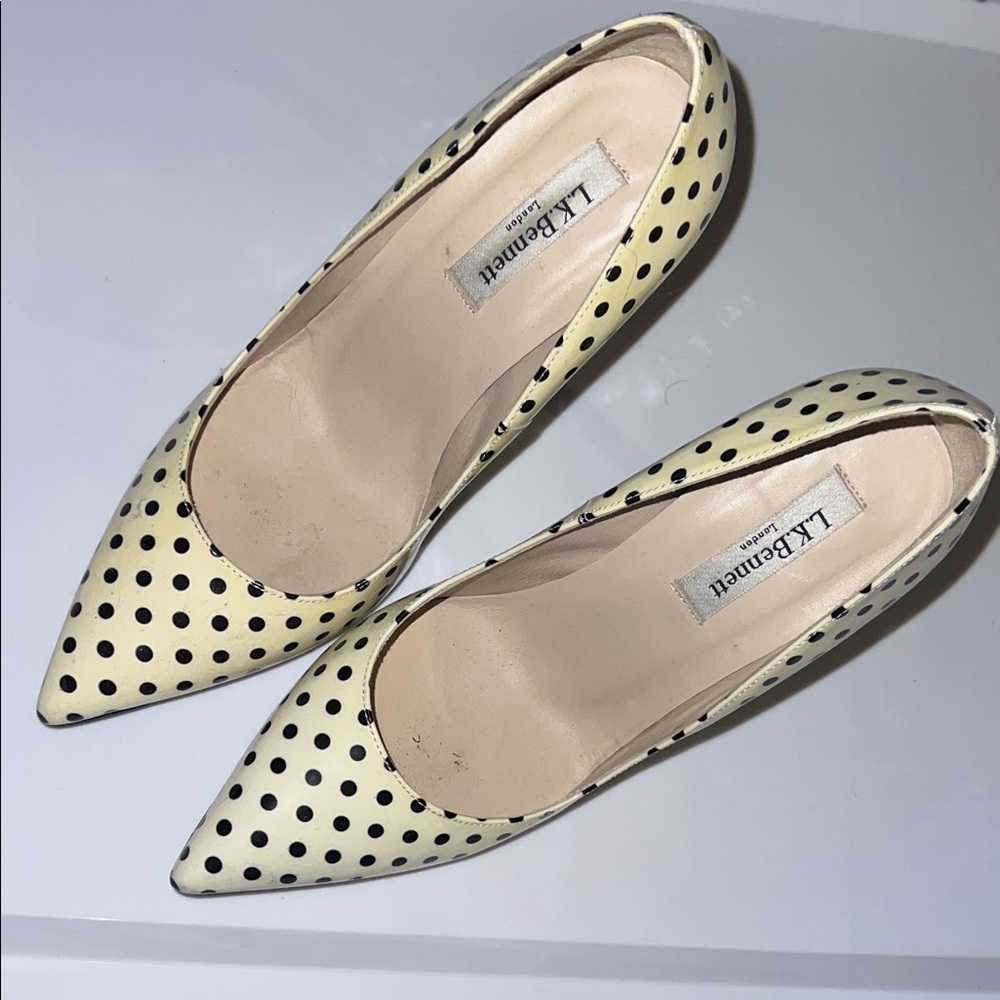 LK Bennett Cream and Black Polka Dot Heels